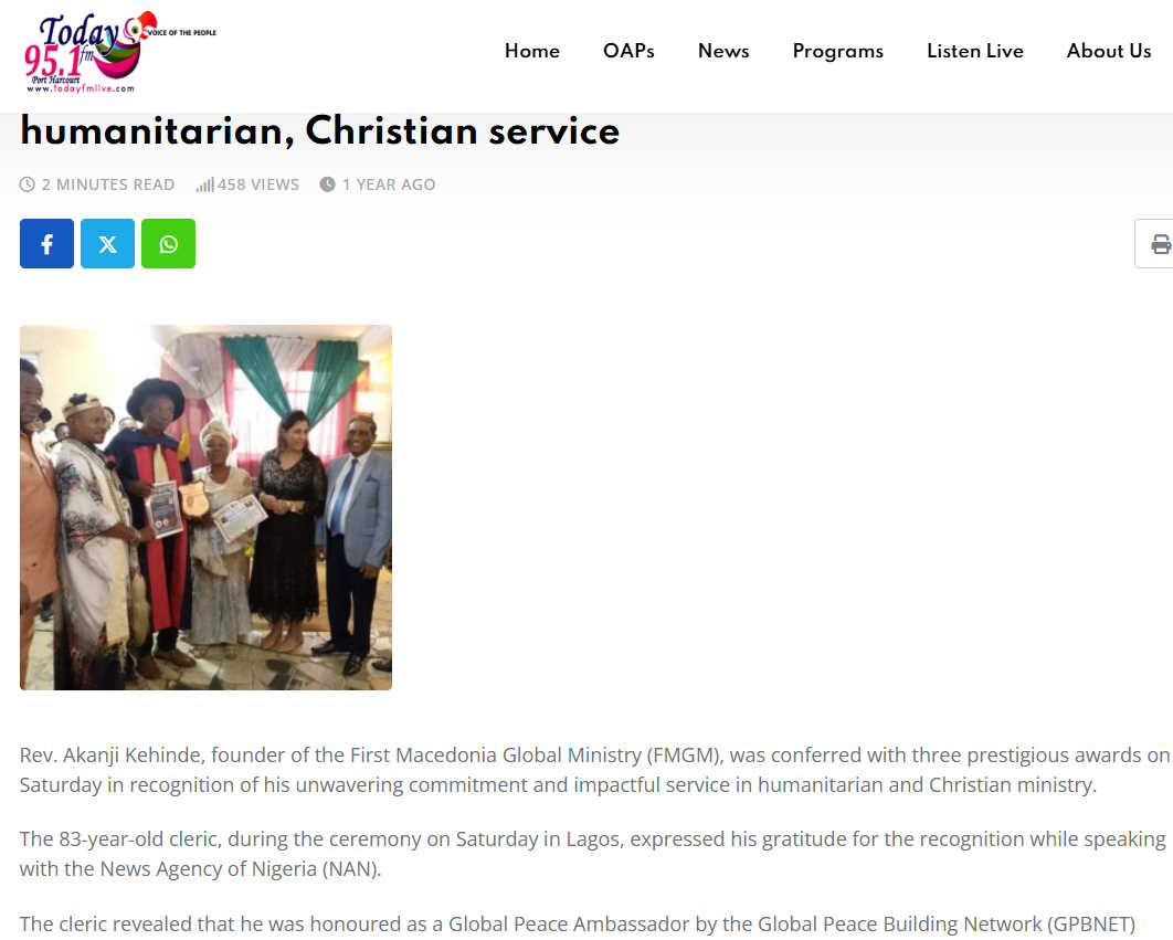 From Silent Service to Global Honor: 83-Year-Old Cleric’s Triple Recognition Sparks New Era of Prestigious GPBNet Global Accreditation