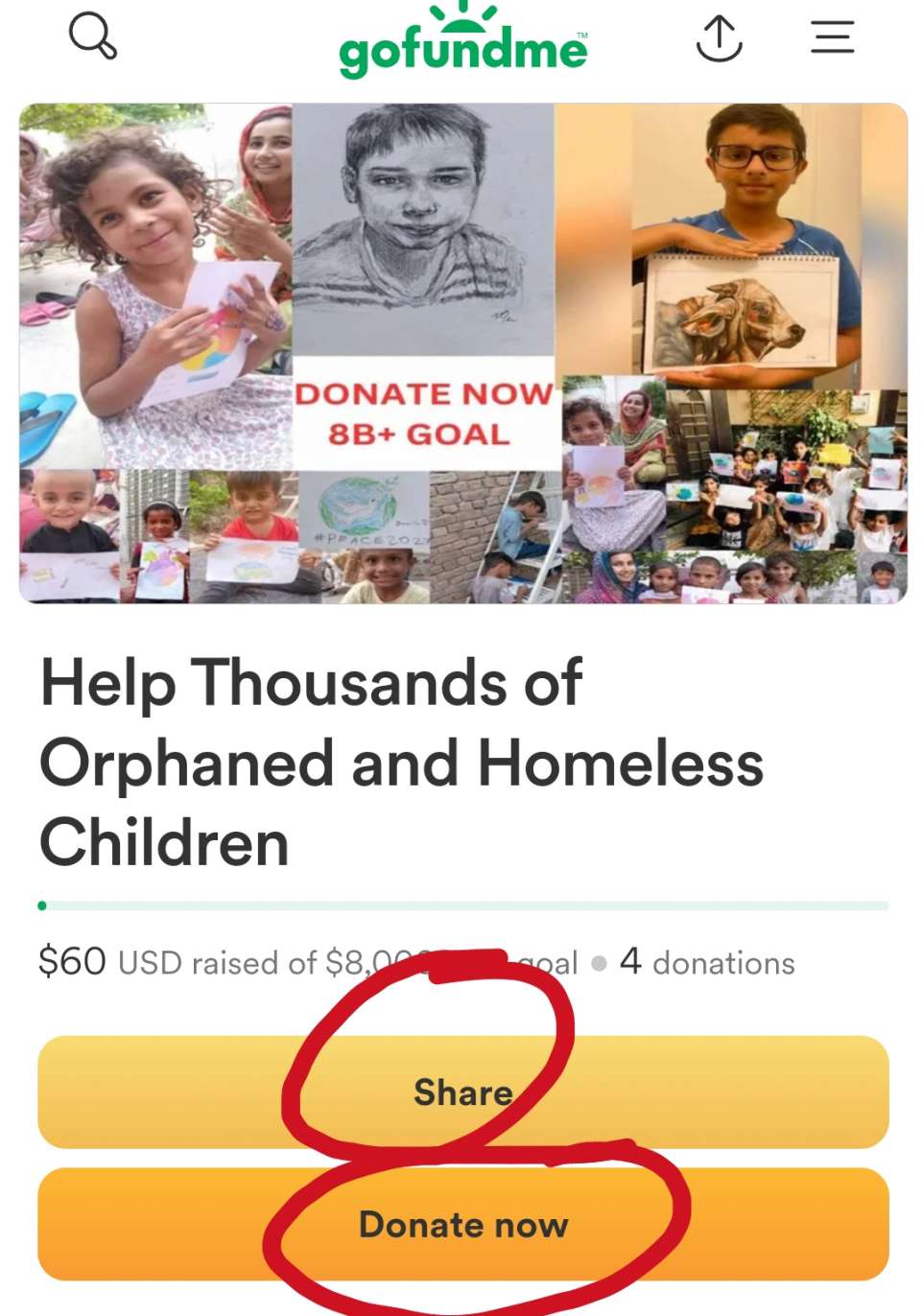 Hi it needs your 4+ shares Today and/or donation ???? can you do it happily?<br /><br /> thank you very much my dear Global family ????❤️<br />for joining hands DAILY, for now we raise 60$.<br />Lets accelerate  to raiseup 1000$+ today<br />in simple steps:<br />share this Urgent campaign https://gofund.me/74b84d5b<br />in all social networks<br />at list 14 times +<br />in Facebook LinkedIn Twitter and with your friends and contacts<br />let's do a BIG IMPACT TODAY TO<br /><br /> GO VIRAL ok?<br /><br />Make a donation 1$+ by possibility today and write your heart ???? touching  support message today on GoFoundme <br />Please put + to this message who SHARE this today<br /><br />Enjoy Video REPORT  https://youtu.be/bTNCgRA0vlg <br />IMPORTANT In the bright memory of Daniil, year around Famous drawing Contest for #Peace2027 is held, as Daniil has been drawing #PeacePictures in last days, we invite you to<br /><br />Happily donate today to the Daniil Foundation to support his cause https://www.gofundme.com/f/help-thousands-of-orphaned-and-homeless-children https://ivacademy.net/en/donate  <br /><br />Enjoy Sharing today this foundation with friends and wide in social networks to GRANT you and  all 8B+ people participate and complete ultimate Global peace building by 2027 in every country ok?<br /><br />Yours @Prophet Nicolae Cirpala +79811308385 Tel WhatsApp❤