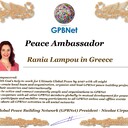 Meet our Global Peace Building team<br />❤  Rania Lampou in Greece<br />Join Now GPBNet ☛ Contact us to Receive Peace Ambassador certificate and work for peace in your area at www.ivacademy.net<br />Receive help from GPBNet #ForPeace:<br />-Join English for Peace FREE courses to get down language barriers<br />- Contact us to celebrate your country national day #ForPeace<br />- Send monthly your activities reports #ForPeace<br />-Say your Ideas #ForPeace at Next *Global Peace Talks* Show with Nicolae Cirpala to participate<br />All this just contact us WatsApp +7 981 130 83 85<br />*Vision:<br />- Ultimate Global Peace till 2027<br />- Peace in Nigeria, Belarus, Karabah, Yemen, Syria, Palestine Kashmir and all hot spots globally as soon as possible<br />- Healing Oceans and all Environment till 2027<br />- South and North Korea peaceful reunification till 2027<br />-World economy that benefits all nations and people to be set up globally till 2027<br />- All countries to stop weapons production and distribution and begin to invest in peace and in the well-being of humanity till 2027<br />- All families globally to receive God's Marriage Blessing till 2027<br />- Planting and grow 1 billion trees globally till 2027<br />*About Global Peace Building Network #GPBNet founder Nicolae Cirpala Been a writer-global activist for 24 years working daily #ForPeace uniting People and Organizations to finalize Building ultimate World of Peace till 2027 with Global Peace Building Network<br />*Global Peace Building Network GPBNet works in 7 areas where you and every human being could join:<br />1. Leaders Association #ForPeace<br />WatsApp chat.whatsapp.com/IrBEPUbhu7I1iPn0ROJB5B<br />Our Web Network ivacademy.net/en/groups/viewgroup/4-global-peace-b…<br />2 Business, IT, Agriculture, Oceans, Invention, Aero and Cosmos Association for Peace #ForPeace<br />WatsApp chat.whatsapp.com/LIMQ8XY9wGnDEbmK9xX0iN<br />3 Media, Culture and Arts Association for Peace #ForPeace<br />WatsApp chat.whatsapp.com/HJsR7oX5ZzzEJL9I2uG4mz<br />4. Schools, Universities, Education and Academia Association for Peace #ForPeace<br />FB www.facebook.com/ForPeace1<br />5. Youth, Volunteers, Internships, Ecology, Sports, Hobby, Wellness, Travel and Global Village Association for Peace #ForPeace<br />WatsApp chat.whatsapp.com/EHLsWoI8ZJMGxGuq7snRbd<br />Our Web Network ivacademy.net/en/groups/viewgroup/7-volunteer-onli…<br />6 Social Service, Charities, Help Children, Health and Families Association for Peace #ForPeace<br />7 Interfaith, Spirituality, Futurology Association for Peace #ForPeace<br />WatsApp chat.whatsapp.com/Ex39EEkOPnqEPGWzvSq0xK<br />Our Web Network ivacademy.net/en/groups/viewgroup/6-message-to-bil…<br />*We have team in your country contact +7 981 130 83 85 whatsapp to join yours<br />*Became GPBNet Representative in your: -Community -Tribe -Clan -Group -College - University -Location -City OR -Region<br />Send desired representative level to irffmd@gmail.com<br />* Became #GPBNet Member and Work with Us on our Programs as : - Patron: Share your knowledge with us -Trustee: Share your assets and resources with us -Program Coordinator: Share your expertise and management skills with us<br />-Volunteer: Work with us closely<br />chat.whatsapp.com/KfKktTUIXk6Gdawq4cZ09T<br />-Donor: Support us for our Program and Work in collaboration - Adviser: Support us with your knowledge and experience -Management Team: Work with us to manage our office<br />☛ let's become Best Friends,<br />join now global peacemakers team and invite your friends,<br />post comments to my Vital discussions in:<br />Instagram www.instagram.com/MessageToBillions<br />Twitter www.twitter.com/ivacademynet<br />and Youtube www.youtube.com/c/MessageToBillions<br />Download my books www.vacademy.net/en/market/books<br />subscribe, share #MessageToBillions<br />and<br />#ForPeace Cooperation, to Donate, to invite me as Guest Speaker at your online or offline events, to Volunteer, to receive marriage blessing call me +7 981 130 83 85 phone whatsap