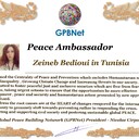 Meet our Global Peace Building team and contact for Cooperation #ForPeace #GPBNet Zeineb Bedioui in Tunisia