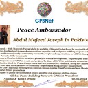 Happy Welcome to Ultimate Global Peace by 2027 campaign team & please contact for Cooperation #ForPeace #GPBNet<br />Awarded Peace Ambassador Abdul Majeed Joseph in Pakistan<br />You too Receive Peace Ambassador Certificate to work #ForPeace Watsapp +79811308385 –GPBNet Join, Subscribe and Share #YoutubeRecommend for Cooperation, to Donate, for consultation, to invite as Guest Speakers at your online or offline events, to Volunteer, to receive marriage blessing call www.ivacademy.net